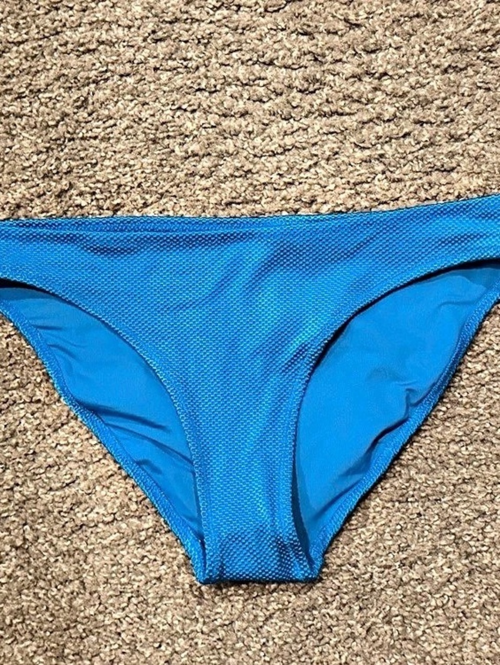 Aerie Pique Mid Rise Cheeky Bikini Bottom Blue Small